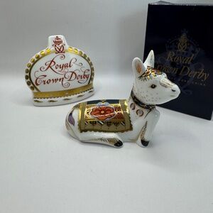 Royal Crown Derby Donkey Foal bone china paperweight boxed. Gold Stopper EUC